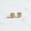 10K YG Diamond Double Square Fashion Stud Earrings / 1.06gr / 6mm / D 0.35Ct