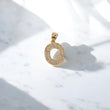 10K Yellow Gold Letter O Pendant With Zircons / 1.3gr / 1in