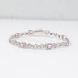 14K WG Diamond Oval Baguette With Square Sapphire Bracelet / 12.51gr / 4.1mm / 7in / D-2.00 / S-1.40