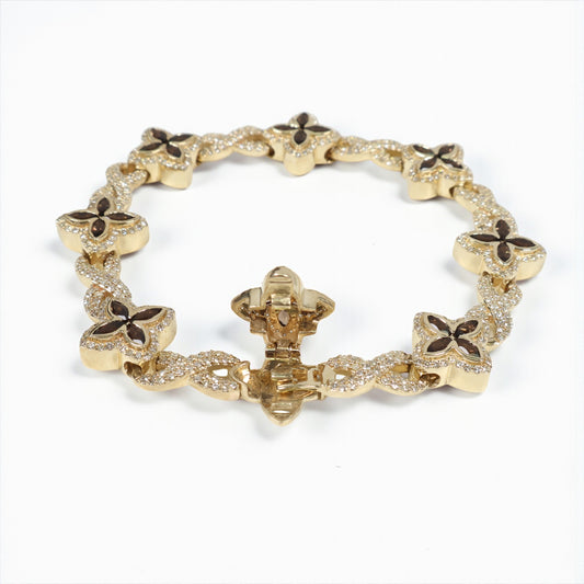 10K YG Diamond Clovers With Sapphire Bracelet / 31.88gr / 14mm / 8in / S-4.65Ct / D-3.75Ct