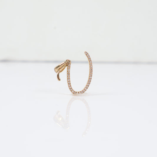10K YG Diamond Little Letter U Italics Pendant / 1.13gr / 0.5in / D-0.10Ct