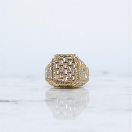 10K YG Diamond Baguette Luxury Rings / 13.6gr / Sz 10 / D-4.50Ct