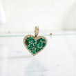 10K YG Diamond Heart With Emerald Pendant / 5gr / 1in / Eme-3Ct / D-0.60Ct