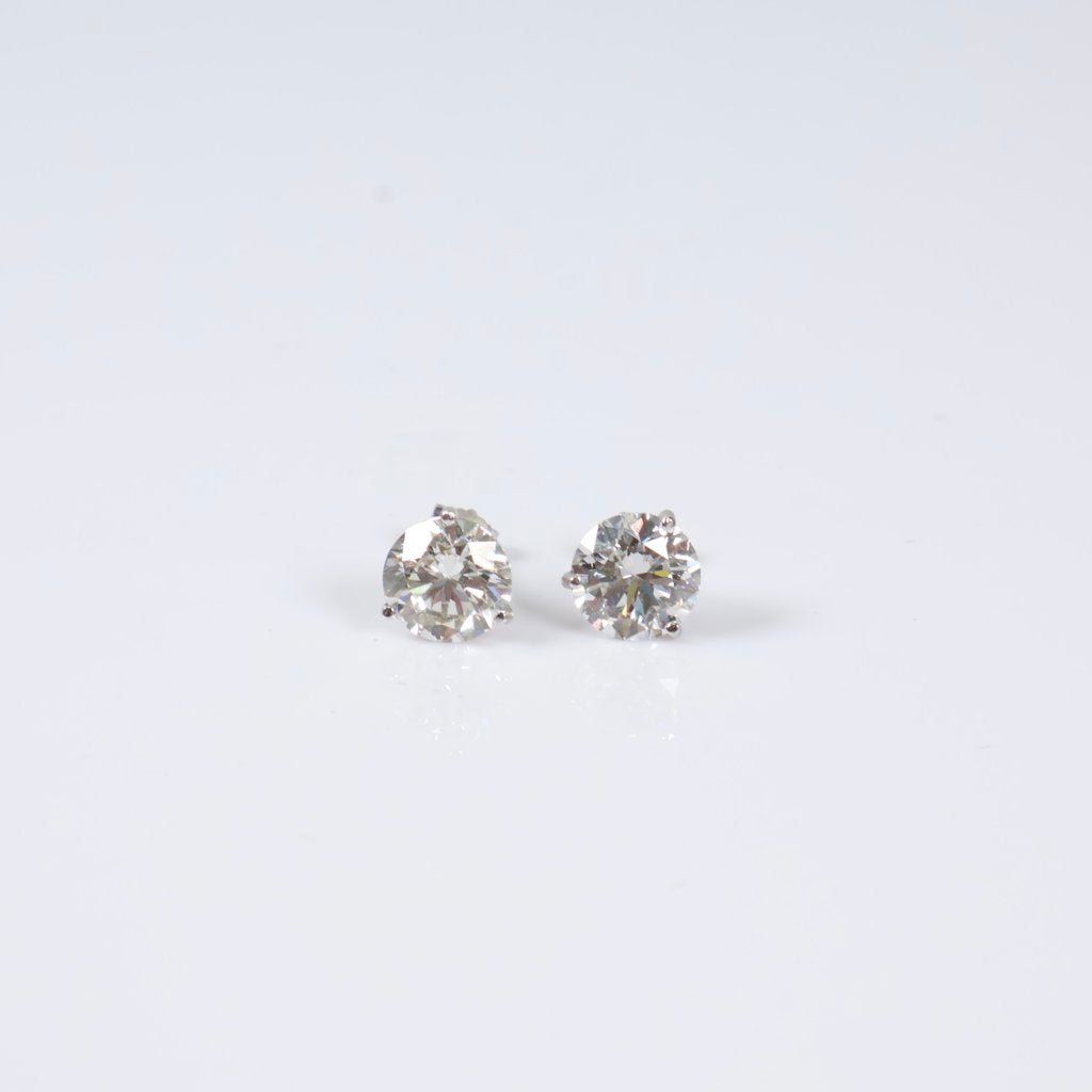 14K WG Lab Diamond Solitaire Round Stud Earrings / 2.38gr / 9mm / 6Ct Lab / VS / F
