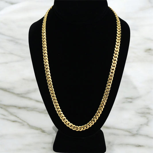 14K YG Cuban Link Chain / 95.2gr / 7.7mm - 22in