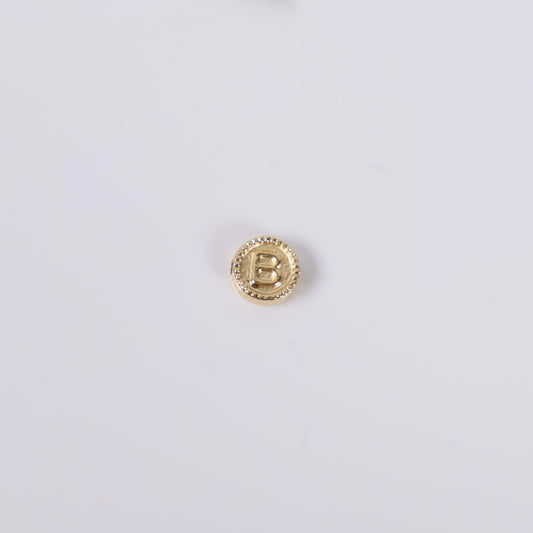 18K YG Letter B Mate Boraded Circle Ironwork / 0.37gr / 8mm /
