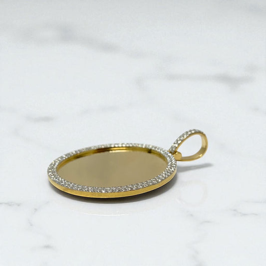 10K Yellow Gold Diamond Memorial Pendant 3.84Ct Dia / 14.57gr / 2.6-2in