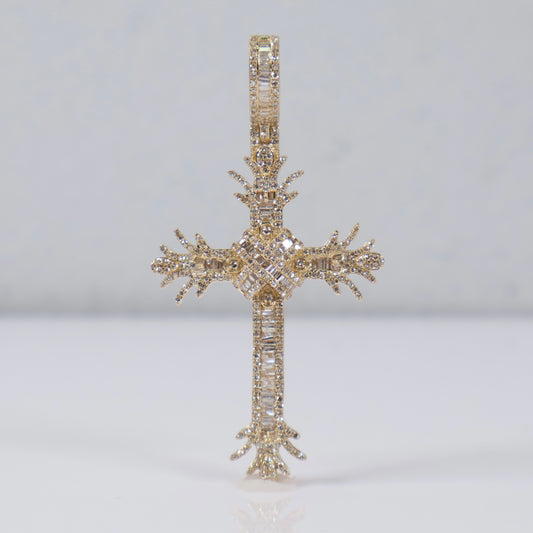 10K YG Diamond Cross Pendant / 5.9gr / 2in / 0.89Ct Dia