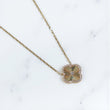 14K YG Clover Set Jewelry / 4.4gr / 1.3mm / 18in / White Zircons