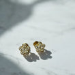 14K Yellow Gold Diamond Flower Stud Earrings 0.28Ct / 1gr