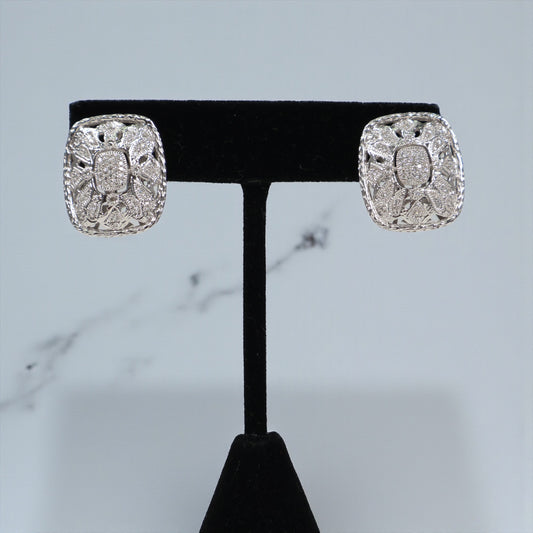 14K WG Diamond Luxury Stud Earrings / 9.46gr /  / D-0.37Ct