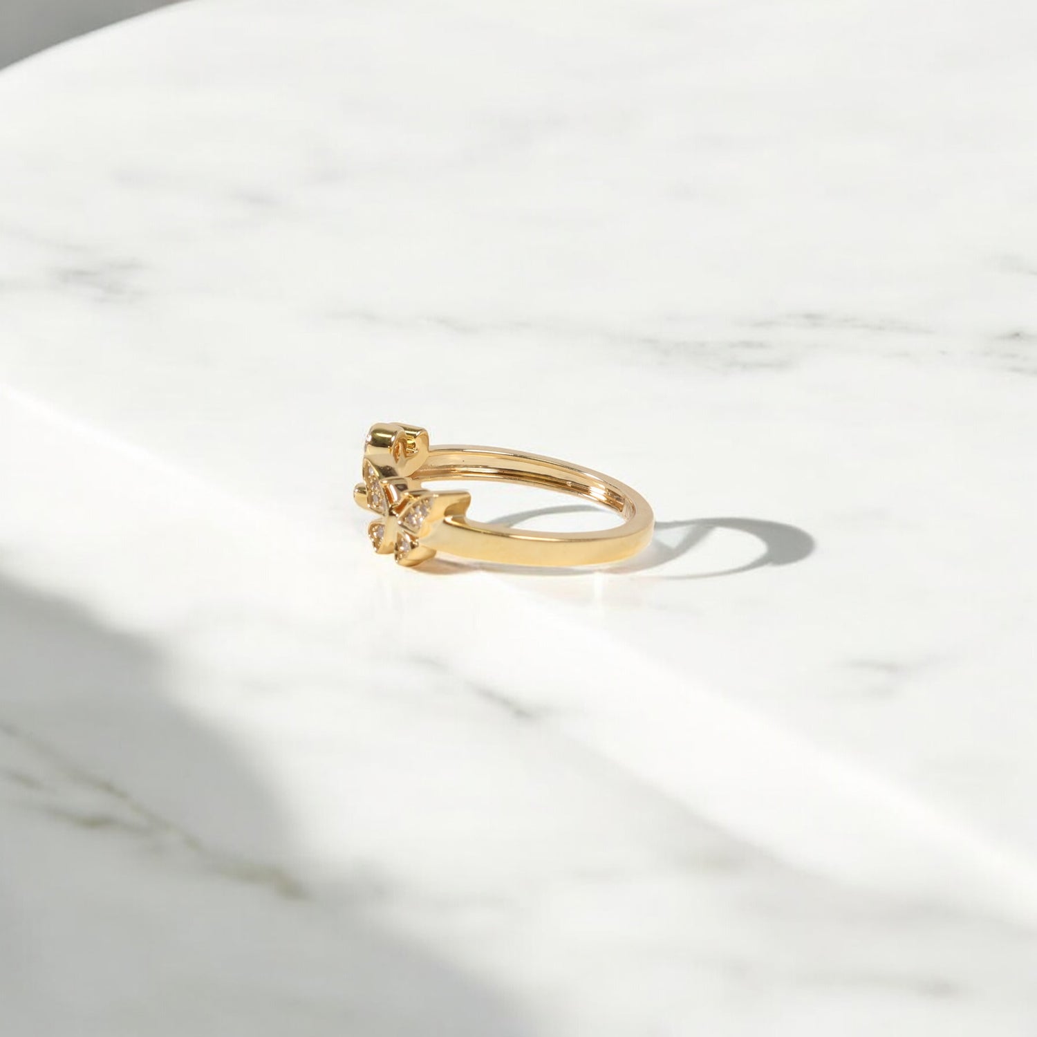 10K YG Diamond Butterfly - Letter L Rings / 2.34gr / Sz 6 3/4 / 0.09Wt Dia