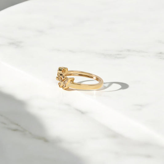 10K YG Diamond Butterfly - Letter L Rings / 2.34gr / Sz 6 3/4 / 0.09Wt Dia
