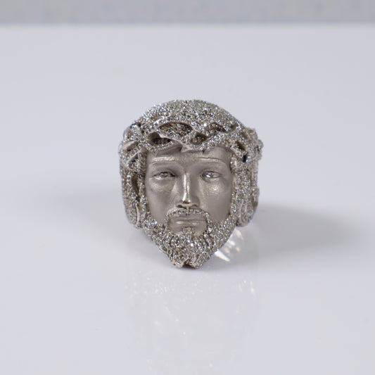 10K WG Diamond Jesus Face Rings / 31.2gr / Sz 10 / Ct Dia