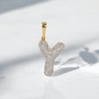 10K YG Diamond Letter Y Pendant / 1.9gr / 1.1in / 0.36Wt Dia