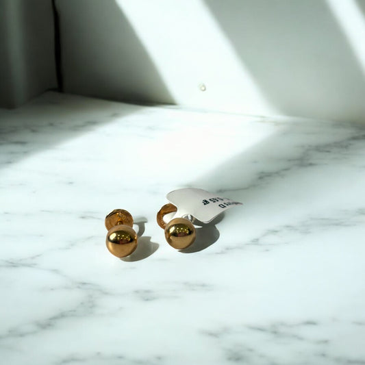 18K Yellow Gold Smooth Ball Stud Earrings / 0.65gr / 6mm