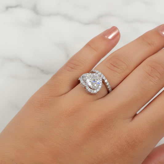 14K WG Lab Diamond Heart Solitaire Engagement Ring / 4.25gr / Sz 6.5 / Lab HT-4.01Ct / Lab D-0.94Ct
