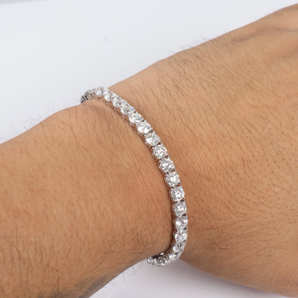 14K WG Lab Diamond Tennis Bracelet / 7.4gr / 3.7mm / 7in / 9.37Ct / VS / F