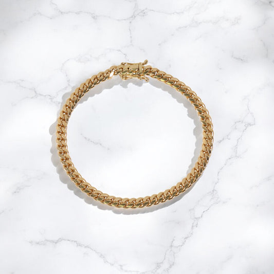 10K YG Micro Cuban Links Bracelet / 15.1gr / 5mm / 8in /