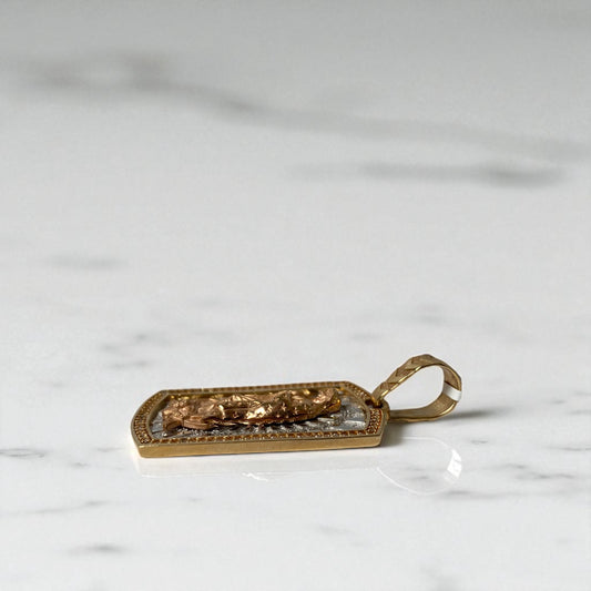 18K Three Colour Gold Virgen Guadalupe Pendant With Zircons / 12.6gr