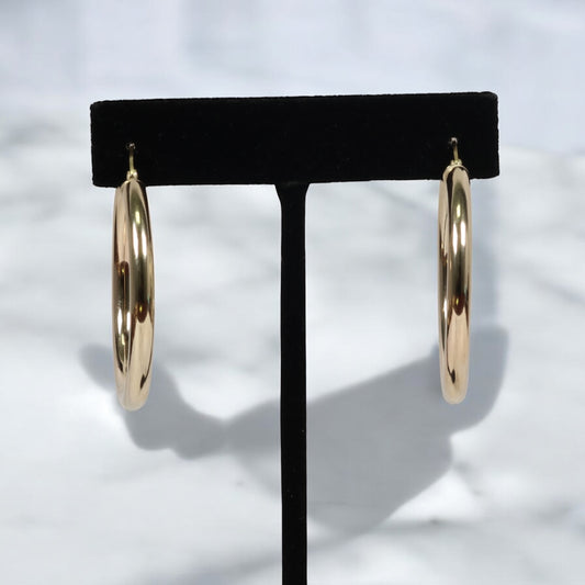 10K YG Fashion Hoop Earrings / 3.88gr / 1.5in /