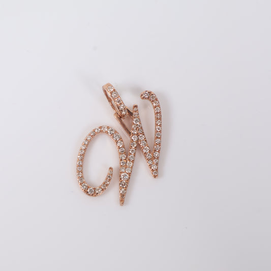 10K RG Diamond Letter W Italics Pendant / 2.81gr / 0.9in / D-0.85Ct