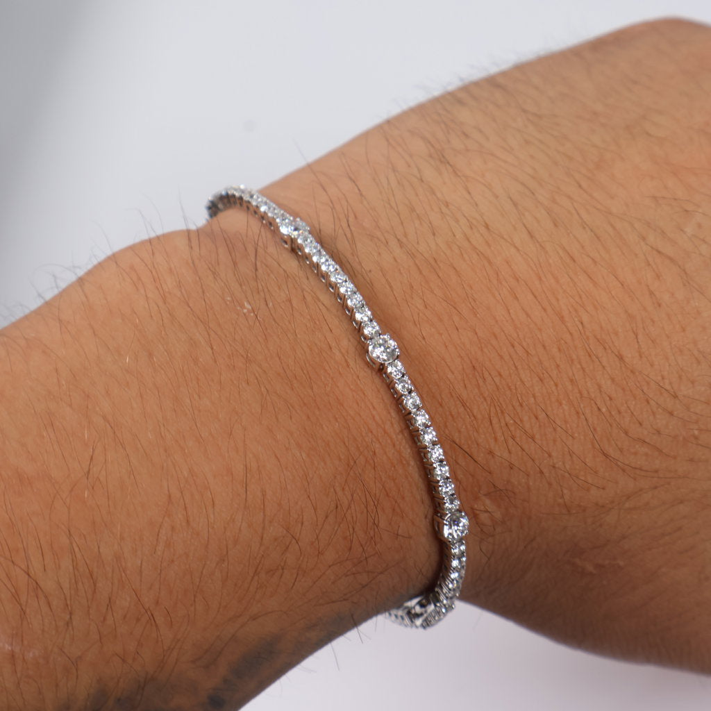 14K WG Lab Diamond Tennis Bracelet / 6.1gr / 2.1mm / 7in / 3.64Ct Lab VS / F