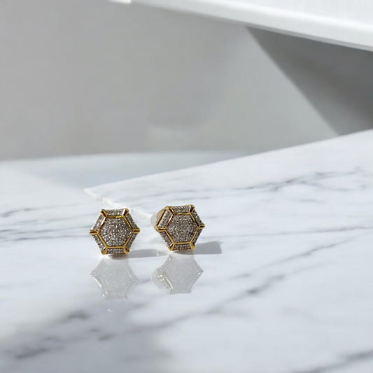 10K Yellow Gold Diamond Fashion Stud Earrings 0.22Ct Dia / 1.65gr