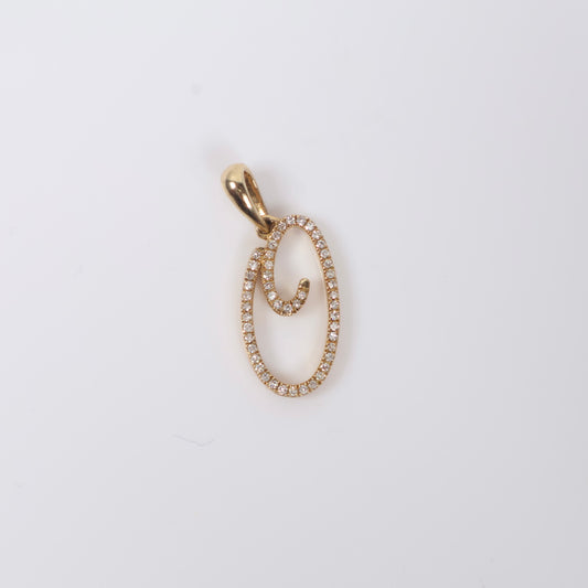 10K YG Diamond Little Letter O Italics Pendant / 1.41gr / 0.8in / D-0.20Ct