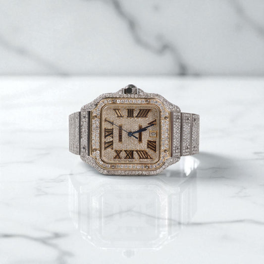 Watch Cartier Santos Bustdown Yellow Gold Roman Dial Watch / 40mm / Wt Dia