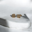 14K YG Diamond Cut Clover Stud Earrings / 1.71gr / 6.3mm