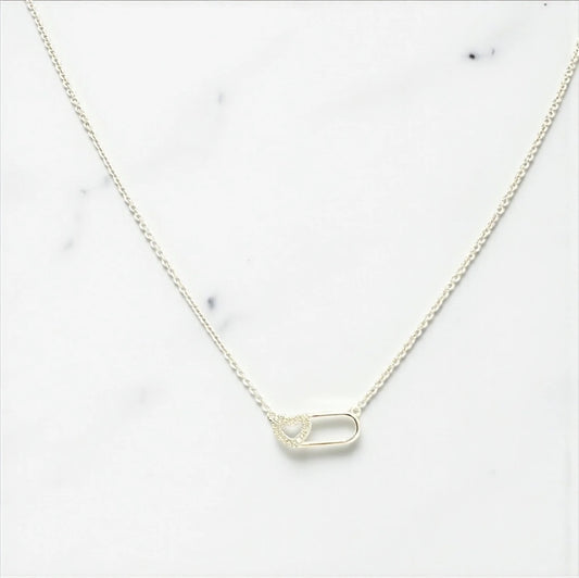 14K White Gold Diamond Little Heart Jewelry Set 0.05Ct / 1.6gr