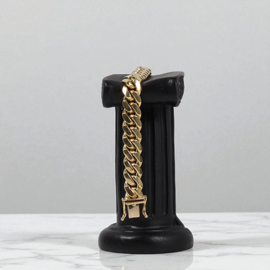 14K YG Micro Cuban Links Bracelet / 56.4gr / 9.2mm / 8in /