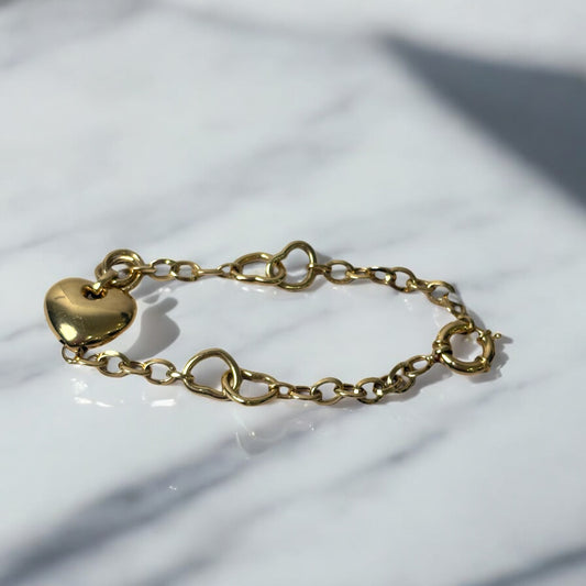 14K Yellow Gold Heart Jewelry Set / 19.5gr / 5.1mm / 18 Y 8in