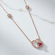 14K RG Diamond Double Heart With Ruby Set Jewelry / 2.94gr / 1mm / 18in / R-0.25Ct / D-0.4Ct
