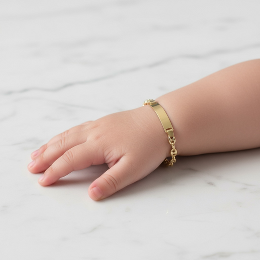 14K YG Gc Baby Name Plate Bracelet / 3.9gr / 4.2mm / 6in /