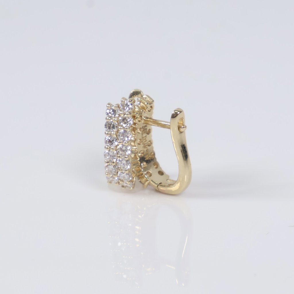 14K YG Lab Diamond Huggy 2 Row Hoop Earrings / 2.7gr / 0.4in / 0.75Ct Lab Dia / H / VS