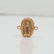 18K YG Virgin Of Guadalupe Ironwork / 3gr / 0.7in / Green-Fucshia-White Zircons