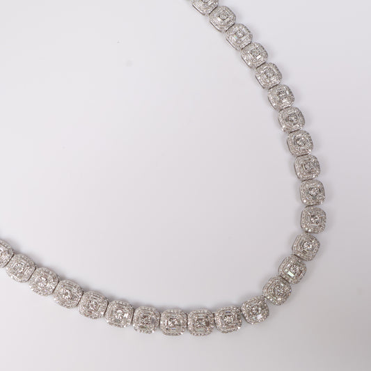 10K WG Diamond Luxury Square Chain / 30.84gr / 6.5mm / 20in / D-6.54Ct
