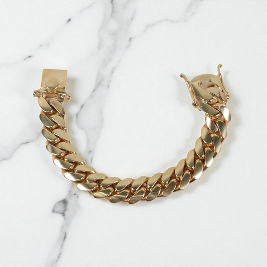 10K YG Cuban Links Bracelet / 154.4gr / 16.3mm / 8in /