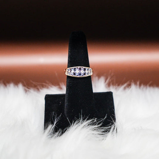 Purple Ring 14K Yellow Gold With Diamonds / 2.8gr / Size 7