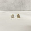 14K Yellow Gold Diamond Square Luxury Stud Earrings 0.81Ct Dia Vs/Si / 1.75gr / 7mm