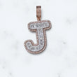 Letter J Pendant 10K Rose Gold With Diamond / 3gr