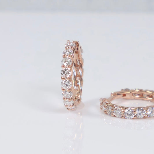 14K RG Lab Diamond Braiding Hoop Earrings / 4.33gr / 3mm / 0.7in / 3Ct Lab Dia / H VS