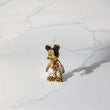 18K Yellow  Gold Articulate Mouse Pendant With Black/Fucshia/White Zircons / 6.1gr