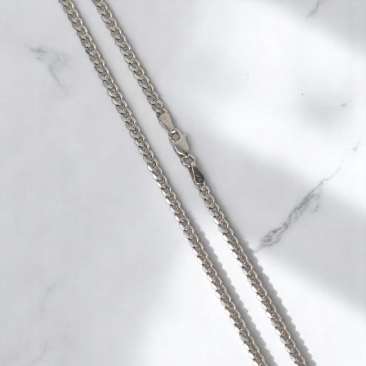 14K WG American Cuban Link Chain / 6.5gr / 2.8mm / 20in /