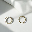 18K Yellow Gold Striped Hoop Earrings / 0.71gr / 0.8in