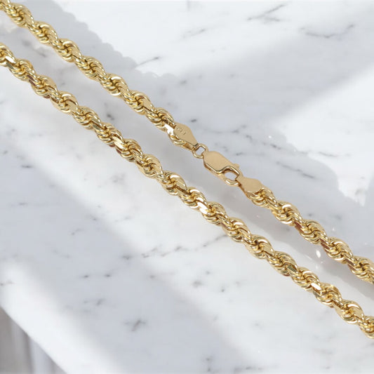 14K YG Rope Solid Chain / 33.5gr / 4.7mm / 18in /