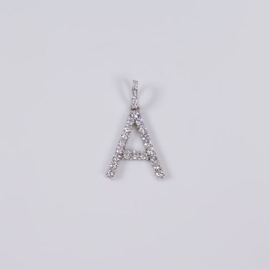 14K WG Lab Diamond Letter A Pendant / 1.17gr / 1in / 0.60 CTTW Lab VS / E-F