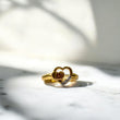 18K Yellow - Rose Gold Heart 15S Ring With Zircons / 2.7gr / Size 8
